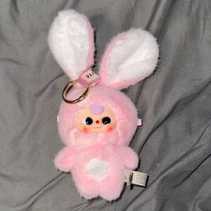 Baby three-Cute Pink Bunny Plush Keychain